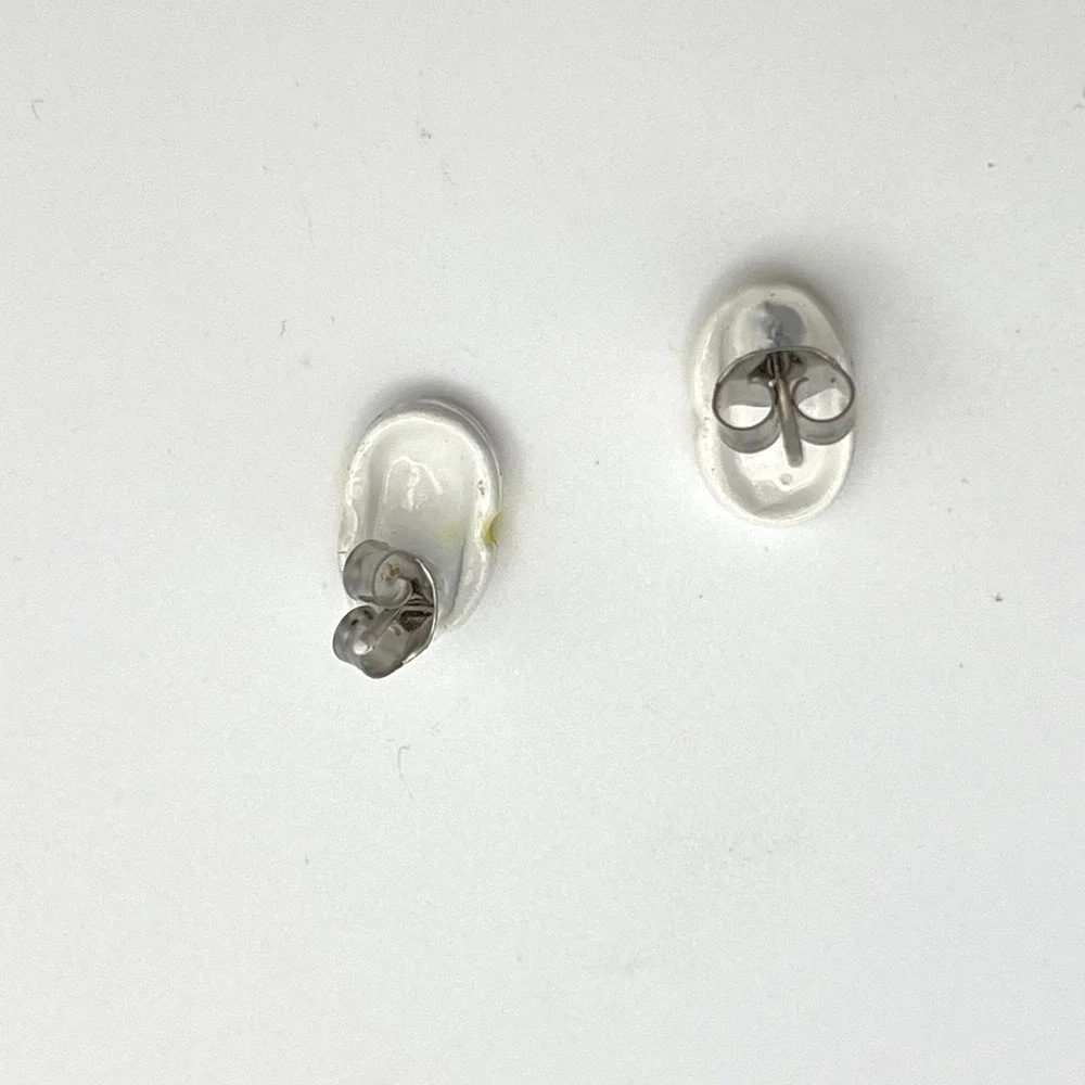 Cracked Egg Stud Easter Earrings White Yellow Breakfast Food‎ Novelty Jewelry